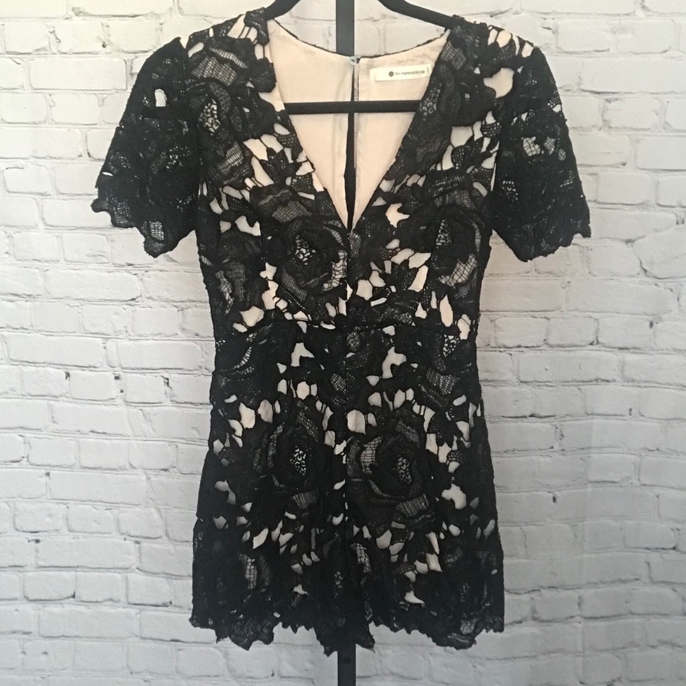 The Impeccable Pig Floral Black Lace Romper